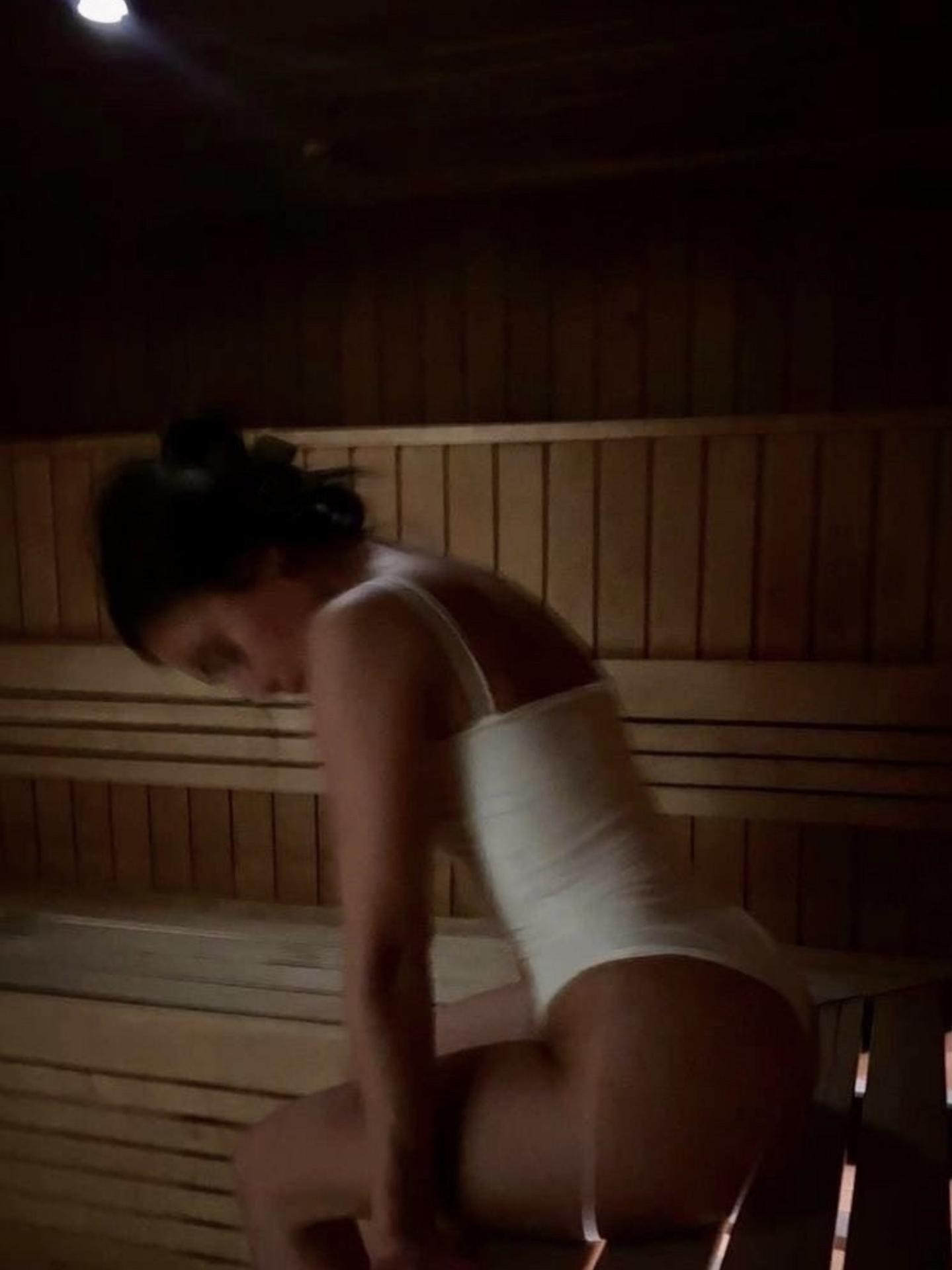 Sauna interior, wood and warm light