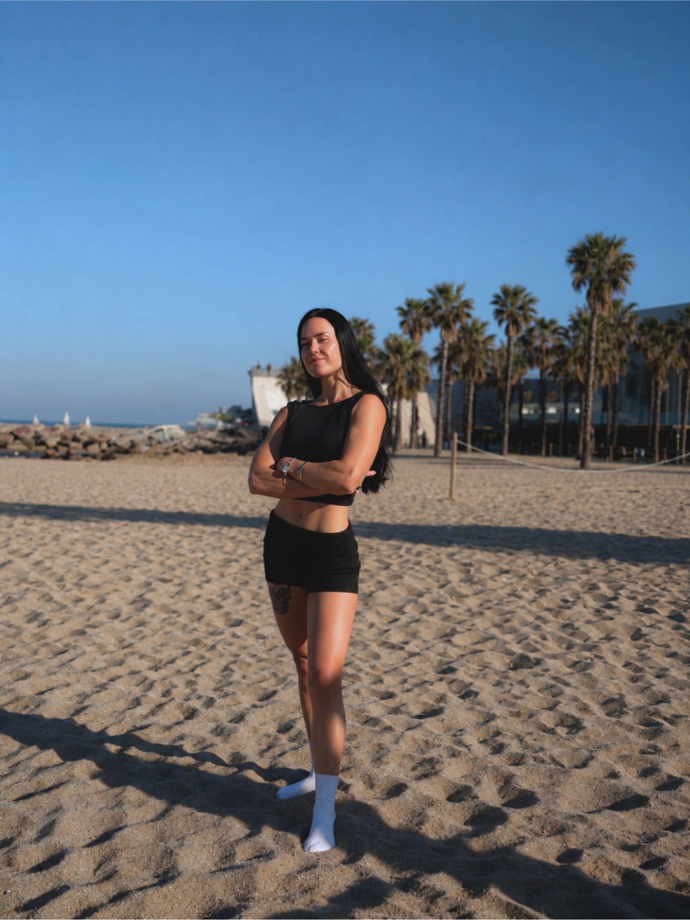 Portrait on the beach in Barcelona